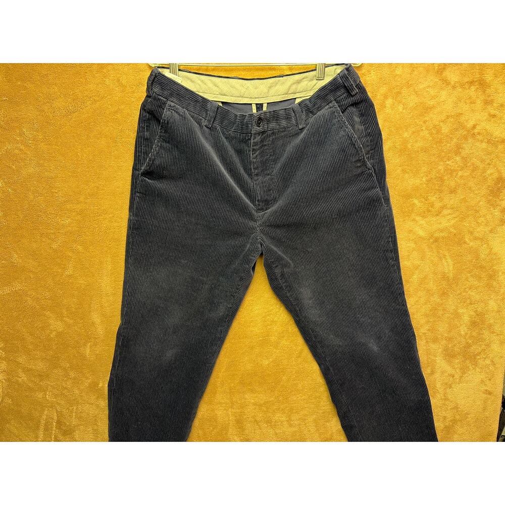 Brooks Brothers Mens 35x30 Navy Blue Corduroy Pants Clark Hudson Cords Flat